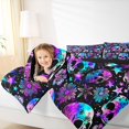 thumbnail image 3 of Homewish Happy Halloween Twin Comforter Sets,Multicolor Gradient Skull Bedding Set,Green Purple,Black Reversible,2 Pieces,1 Comforter and 1 Pillowcase, 3 of 7