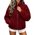 thumbnail image 6 of Enjoytime Fleece Jacket Women Stand Collar Long Sleeve Zip Up Fuzzy Outerwear Casual Soft Warm Fall Winter Coat with Pocket, 6 of 6