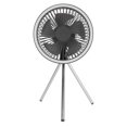 thumbnail image 2 of Ventilador de camping con luz de 3 niveles, batería recargable de 10000 mAh, ventilador de tienda de campaña de 3 velocidades con gancho, trípode, ventilador de mesa portátil, color gris, 2 of 15