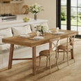 thumbnail image 4 of Finmind 70.9-inch Farmhouse Dining Table for 6-8, Large Rectangle Kitchen Table, Light Brown, 4 of 8