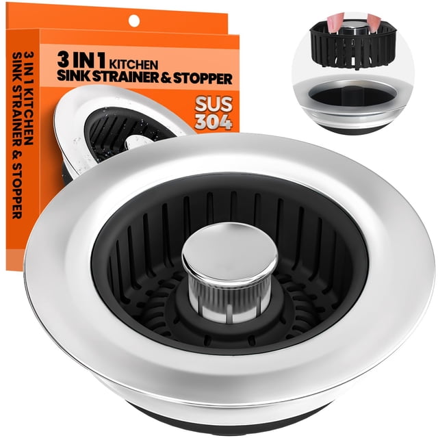 Colador para Desagüe de Fregadero de Cocina Nipoko 3 en 1 Acero Inoxidable