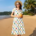 thumbnail image 4 of Naloa Undersea Animals Print Womens Summer A-Line Dress with Pockets,Short Sleeve Dresses,Flowy Beach Swing Dress for Vacation Travel, 4 of 6