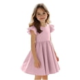 thumbnail image 2 of ITSAME Casual Dress for Girls, Waist-Cinching Cotton Flutter Ruffle Summer Fashion A-Line Dress Pink 2-3T, 2 of 9