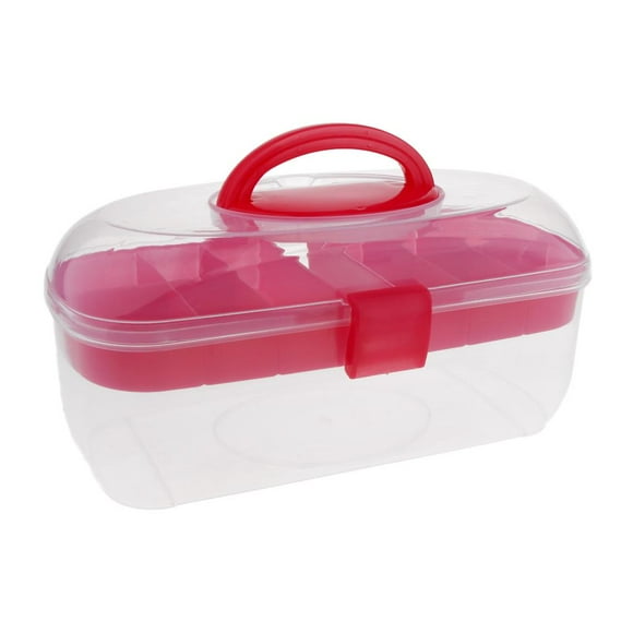 Estuche de Almacenamiento Caja de Maquillaje Nail Organizador de Almacenamiento rojo
