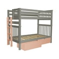 thumbnail image 2 of Bedz King Tall Bunk Beds Twin over Twin Mission Style with a Pink End Ladder and 2 Pink Under Bed Drawers Gray, 2 of 6