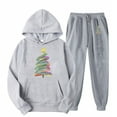 thumbnail image 2 of BiZtdJrK Two Piece Outfits for Women Sweatsuits Christmas Tree Print Long Sleeve Pullover Hoodies Matching Drawstring Sweatpants Jogger Sets Gray XL, 2 of 3