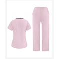 thumbnail image 3 of Women's Yogaflex Jogger Stretch Scrubs Uniform Set - Regular & Petite Sizes | V-Neck Multi-Pocket Top with Yoga Waist Joggers,Pink S, 3 of 3