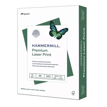 Hammermill Laser Print Office Paper 98 Brightness 24lb 8-1/2 x 11 White 500