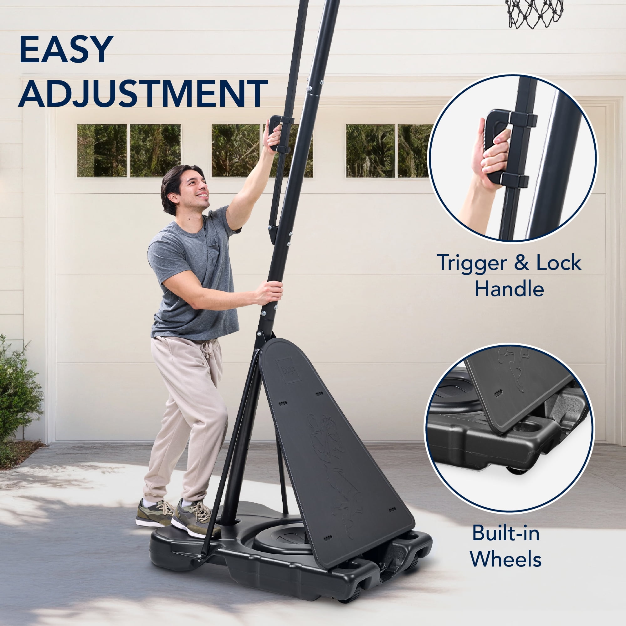 Best Choice Products Adjustable 4.4-10ft Basketball Hoop, Portable Goal w/Shatterproof Backboard, Ball Return - Black