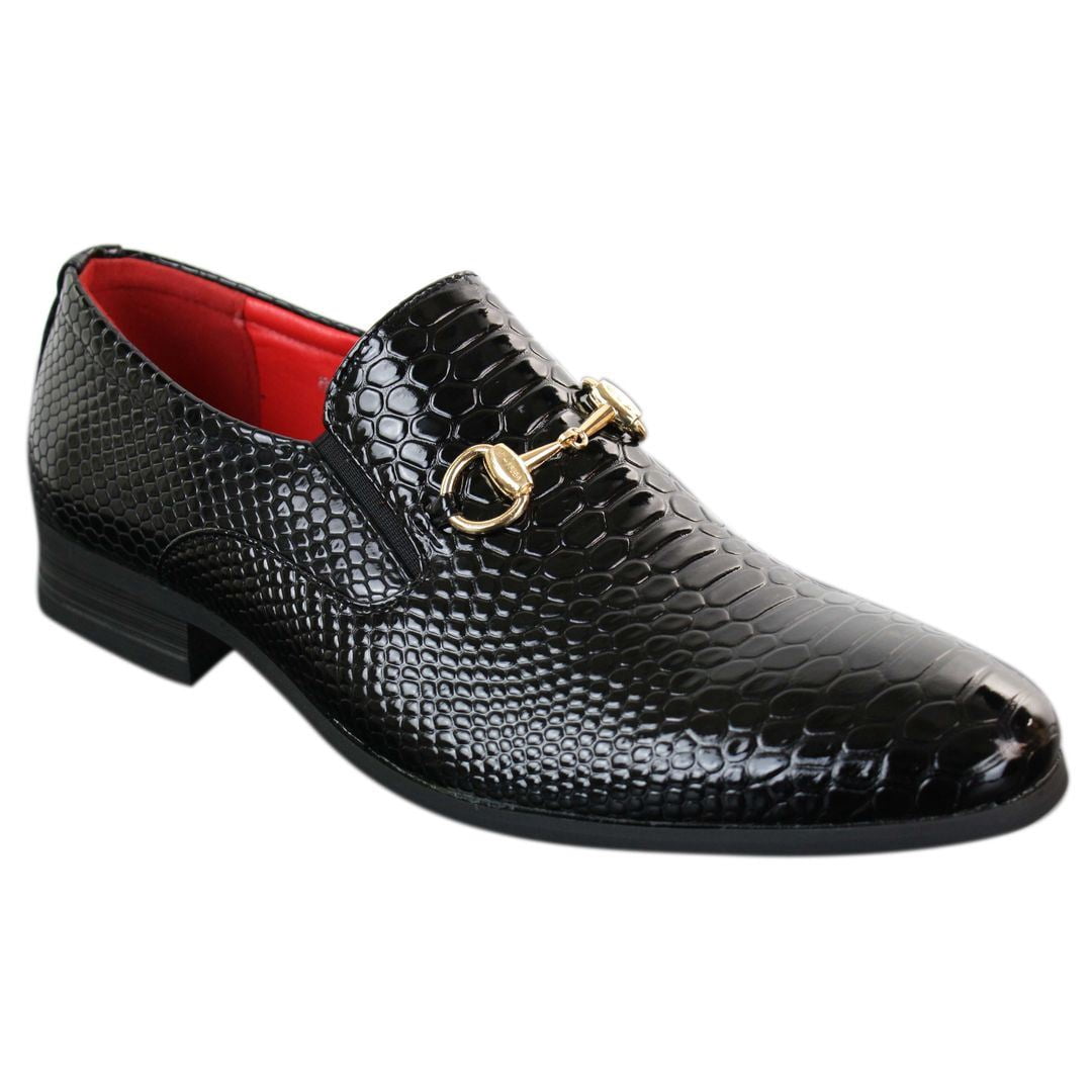 black and gold slip on shoes