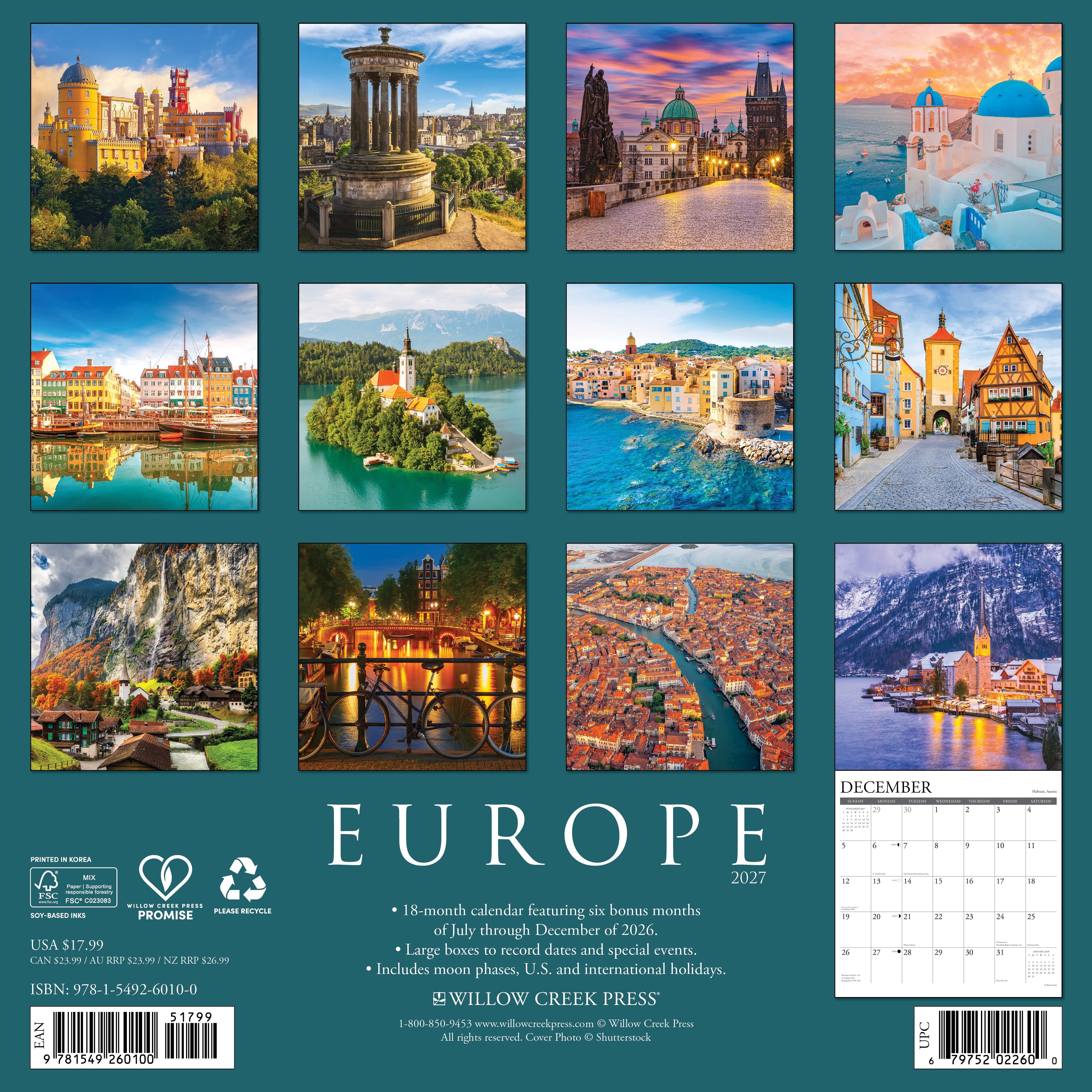 Willow Creek Press, Europe 2027 Wall Calendar