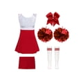 thumbnail image 2 of iiniim Tenues de Cheerleader pour Filles, Uniformes de Cheerleading pour Filles de Lycée, Robe de Danse avec Pompons, Rouge 12, 2 of 5