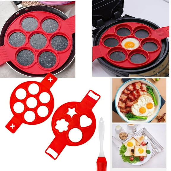 Kitchen Utensil Gadget Accessories Pancake Maker Silicone Mold Nonstick Cooker Pan Flip Eggs Mould Kichen Cooking Tool Supplies EGG RINGS， 4 Different Shaped Circles