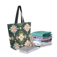 thumbnail image 2 of FORMRS Womens Canvas Tote Bag with Zipper Inner Pocket Shoulder Handbag, Pink Geometric Flowers, 2 of 7