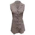 thumbnail image 5 of DHFJKG Retro Plaid Summer Dresses For Women Sleeveless Notch Collar Button Down Pleated Mini Dress Casual Daily Wear Cozy Dresses, 5 of 6
