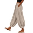 thumbnail image 6 of VBVC Women's Cotton Linen Harem Joggers Pants , Baggy Drawstring Boho Trousers For Women , Ladies' Summer Beach Pants with Pockets, S-2XL, 6 of 7