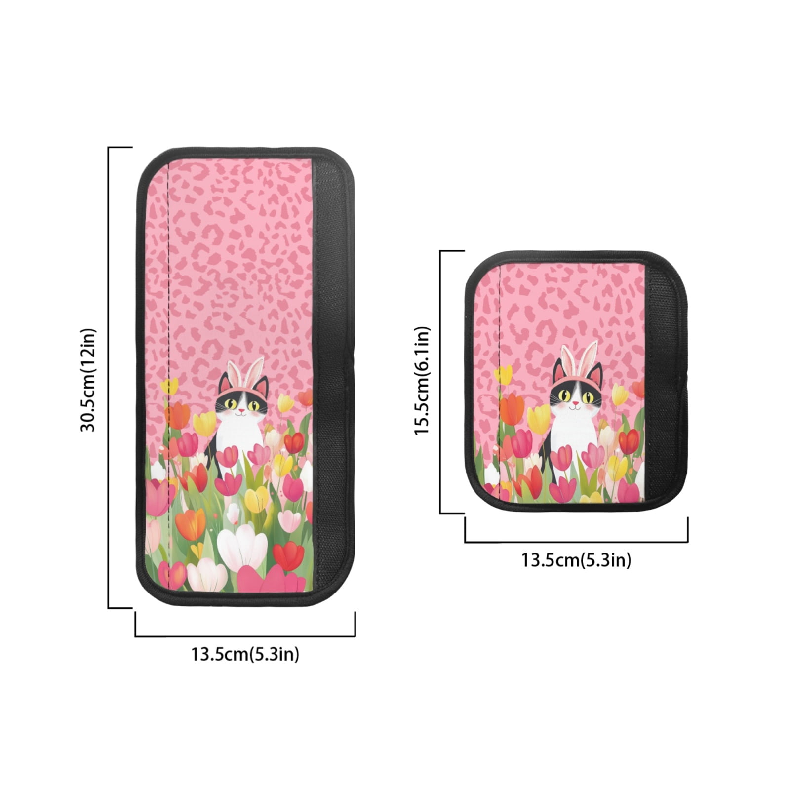 SEANATIVE 6 PCS Fridge Microwave Door Handle Covers Kitchen Appliance Decor Handles Washable Refrigerator Kitchen Cabinet Dishwasher Door Cloth Protector, Bunny Ear Cat Tulip Leopard Print Pink