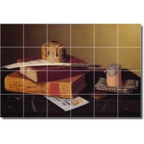 Ceramic Tile Mural-William Harnett Still Life Floor Tile Mural 29. 72" w x 48" h using (24) 12 x 12 ceramic tiles