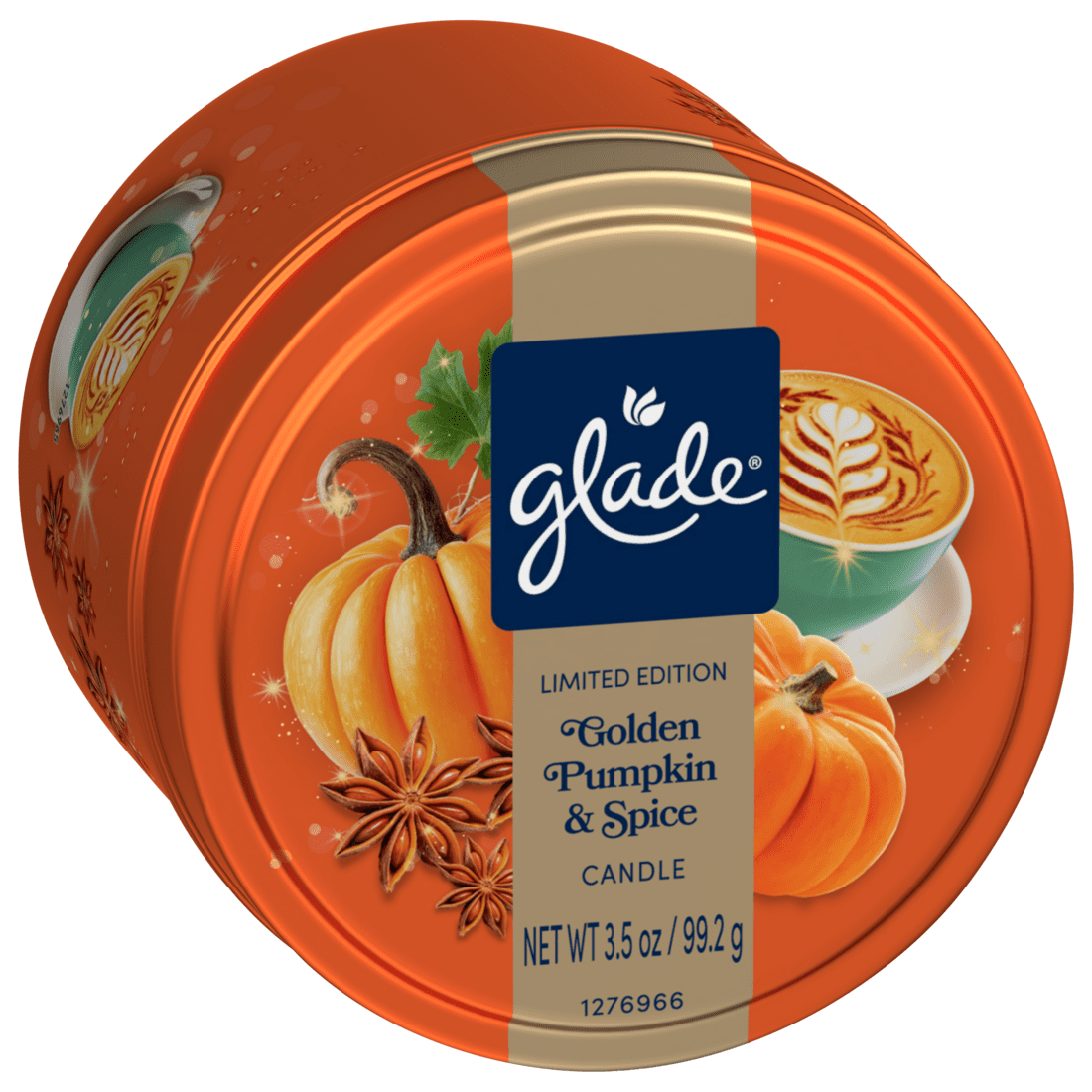 GLADE® TIN CANDLE- GOLDEN PUMPKIN & SPICE 3.5OZ
