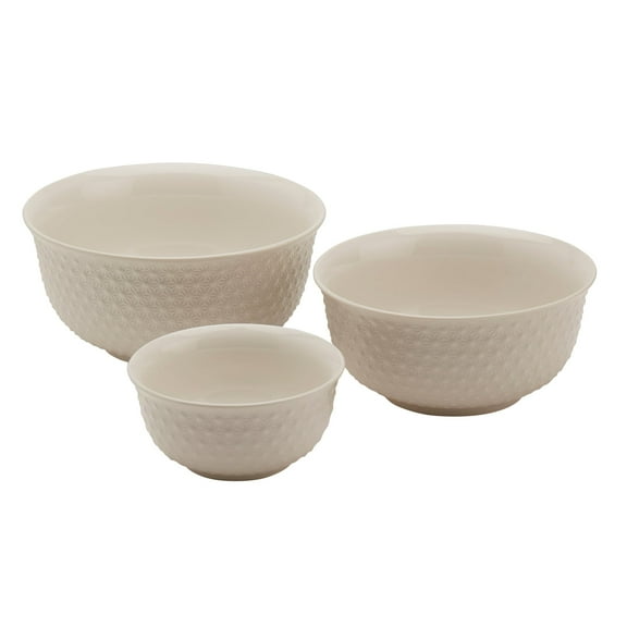 Tabletops Gallery 3 Piece Embossed White Bowl Set - 8", 7" & 5" - 8", 7", 5"