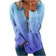 thumbnail image 2 of Royisotas Fall Plus Size Sweatshirts for Women Gradient Color Long Sleeve Tunic Pullover Blue Half Zip Crew Neck Casual No Hood Tops, 2 of 5