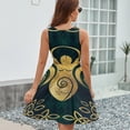 thumbnail image 6 of Riple Goddess with Triskele - Gold on Shimmer Green Sleeveless Dress Women Summer Evening Dresses Ladies Sundress, 6 of 7