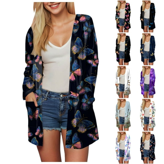 idosla Cardigan for Women 2025 with Pockets Trendy Long Sleeve Open Front Cardigans Sweater Casual Tops Jackets Fall Oufits (Light Gray, XXL)