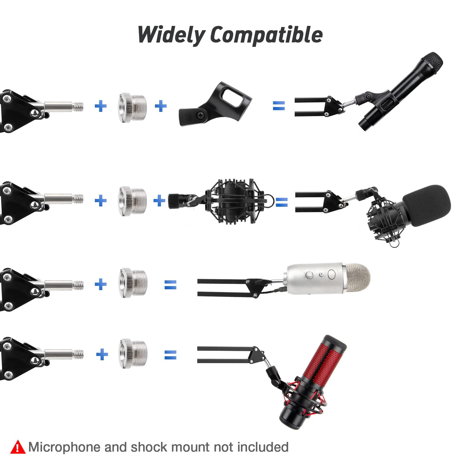 YOUSHARES Mic Stand - Microphone Arm with Upgraded Heavy Duty Clamp, Wall Mount and Universal Mic Holder for Blue Yeti / QuadCast ＆ Other Mics