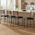 thumbnail image 2 of Studyset Bar Stools, Wooden Barstools, Faux Leather Upholstered Bar Chair with Backrest and Footrest Thick Cushion, Kitchen Breakfast Bar Chairs Counter Height Bar Stools Counter Height Upholstered Ba, 2 of 7