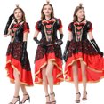 thumbnail image 6 of URSOFINE Women's Heart Queen Costume Set, Black Red Lace High Low Dress with Crown Gloves for Halloween Fancy Dress Party, 6 of 8