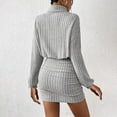 thumbnail image 6 of Zedker Women's Pullover Sweater Dress Long Lantern Sleeve Ribbed Knit V Neck Ruched Bodycon Mini Dress 2025 Fashion Dress For Women Plus Size Gray XL, 6 of 8