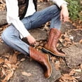 thumbnail image 4 of Men's Western Cowboy Boots, Square Toe Embroidered Mid-Calf Pull-On Boots, Durable Casual Riding Work Boots, Black/Brown Options, 4 of 6