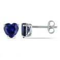 thumbnail image 2 of Paris Jewelry 14k White Gold 1/2 Ct Heart Created Blue Sapphire Stud Earrings Plated, 2 of 2