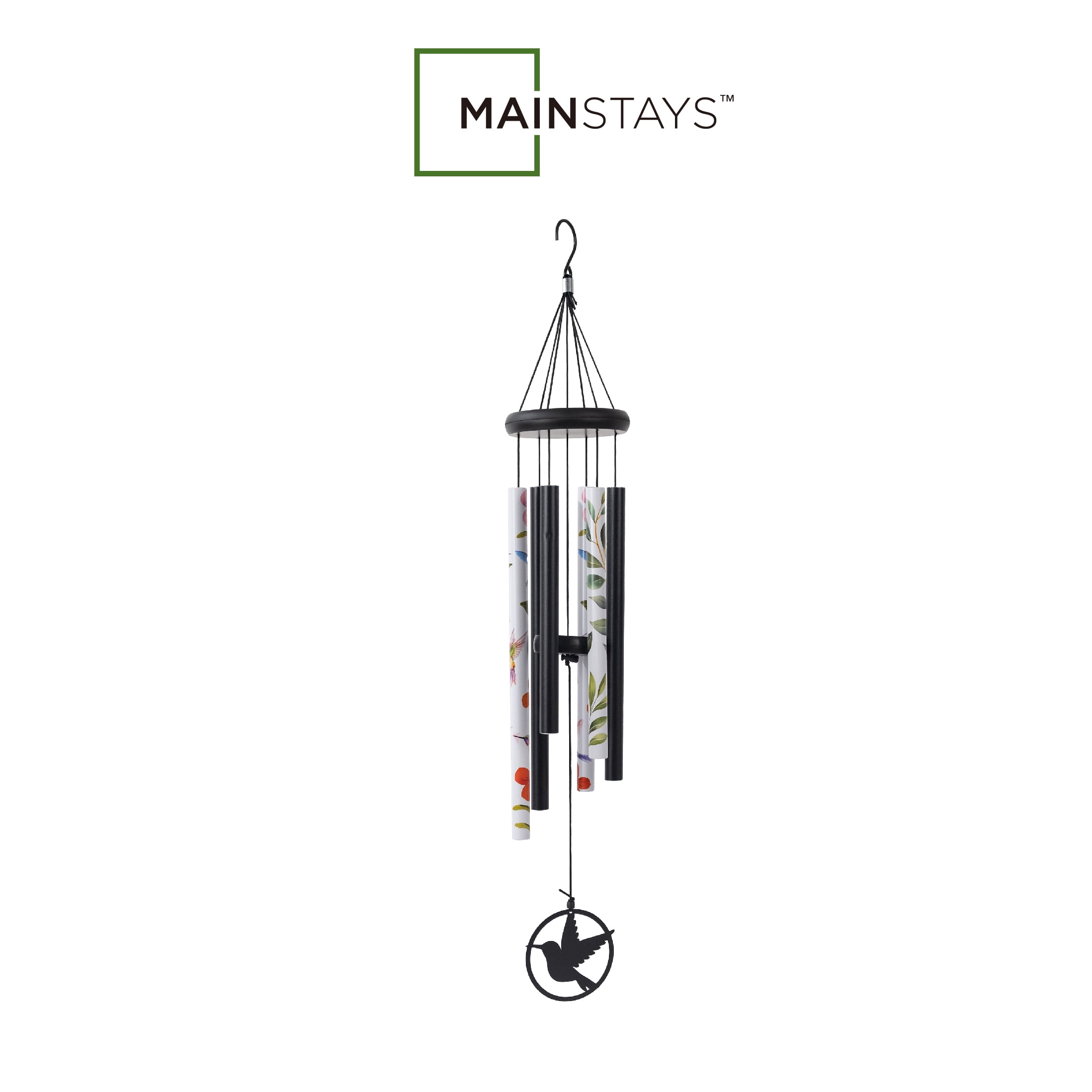 Mainstays Plastic and Metal Printed Hummingbird Outdoor Wind Chime, Weather-Resistant