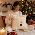 thumbnail image 5 of LIORAGLJ Christmas Reindeer Pillowcase with Insert, Beige and Red, 17.72", 5 of 7