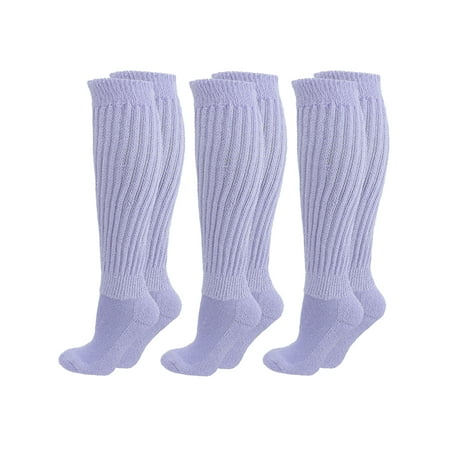 

Light Blue All Cotton 3 Pack Extra Heavy Slouch Socks Made In USA