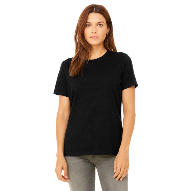 Camiseta de manga corta Bella + Lienzo CVC jaspeada relajada NEGRO HEATHER M 6400CVC