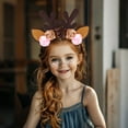 thumbnail image 2 of FYEGRE Deer Headband For Kids Festive Holiday Party Outfit With Elegant Bow Tie And Detachable Tail Piece Pink One Size, 2 of 6