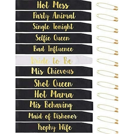 Gemich Bride to be sash/Bridesmaid sash(12 Pack), Team Bride sash,Bachelorette sash Set for Bridesmaids,Maid of Honor, Bridal Shower and Hen Party Decorations, Favors,Accessories and Supplies