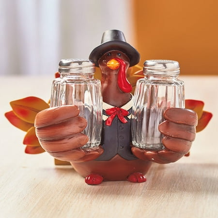 Wooden Turkey Napkin Holder Tuweep Thanksgiving Decoration Turkey 2-in-1 Shaker Napkin Holder Holiday Table Top Decor Accent New ()