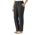 thumbnail image 3 of Briggs Ladies' Linen Blend Wide Leg Pants, Black Stripes Large, 3 of 4