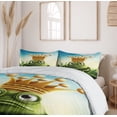 thumbnail image 6 of Ambesonne King Duvet Cover Sets, Frog Prince on Moss Stone, 2-King, Forest Green and Yellow, 6 of 6