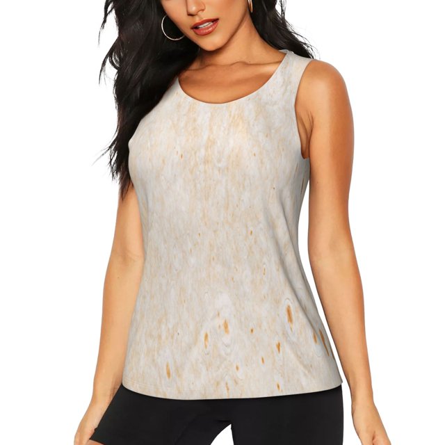 Fotbe pita baked bread Blusas Sin Mangas para Mujer – Estilo Casual, Corte Suelto, Slim-Fit, Cuello Redondo Deportivo, Tops de Verano para Gimnasio y Yoga-Small