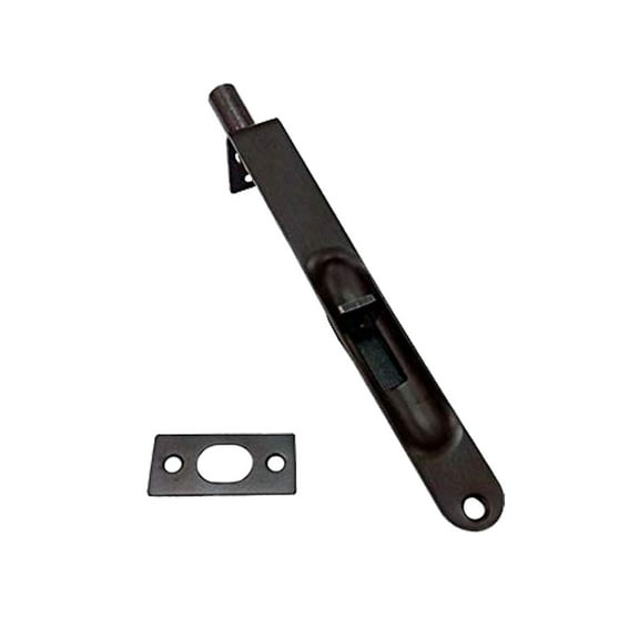 QCAA Solid Brass Flush Bolt, Round Shape, 6", Solid Brass, 1 Pack, Made in Taiwan