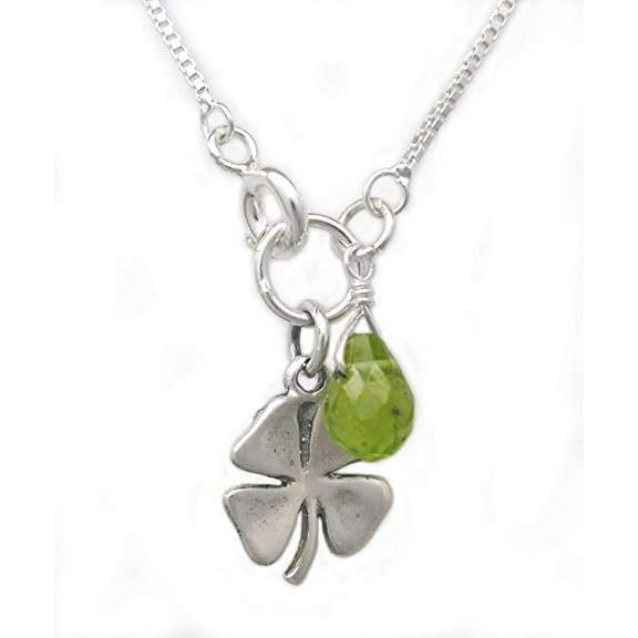 Sterling Silver Four Leaf Clover and Peridot "Irish Luck" Necklace