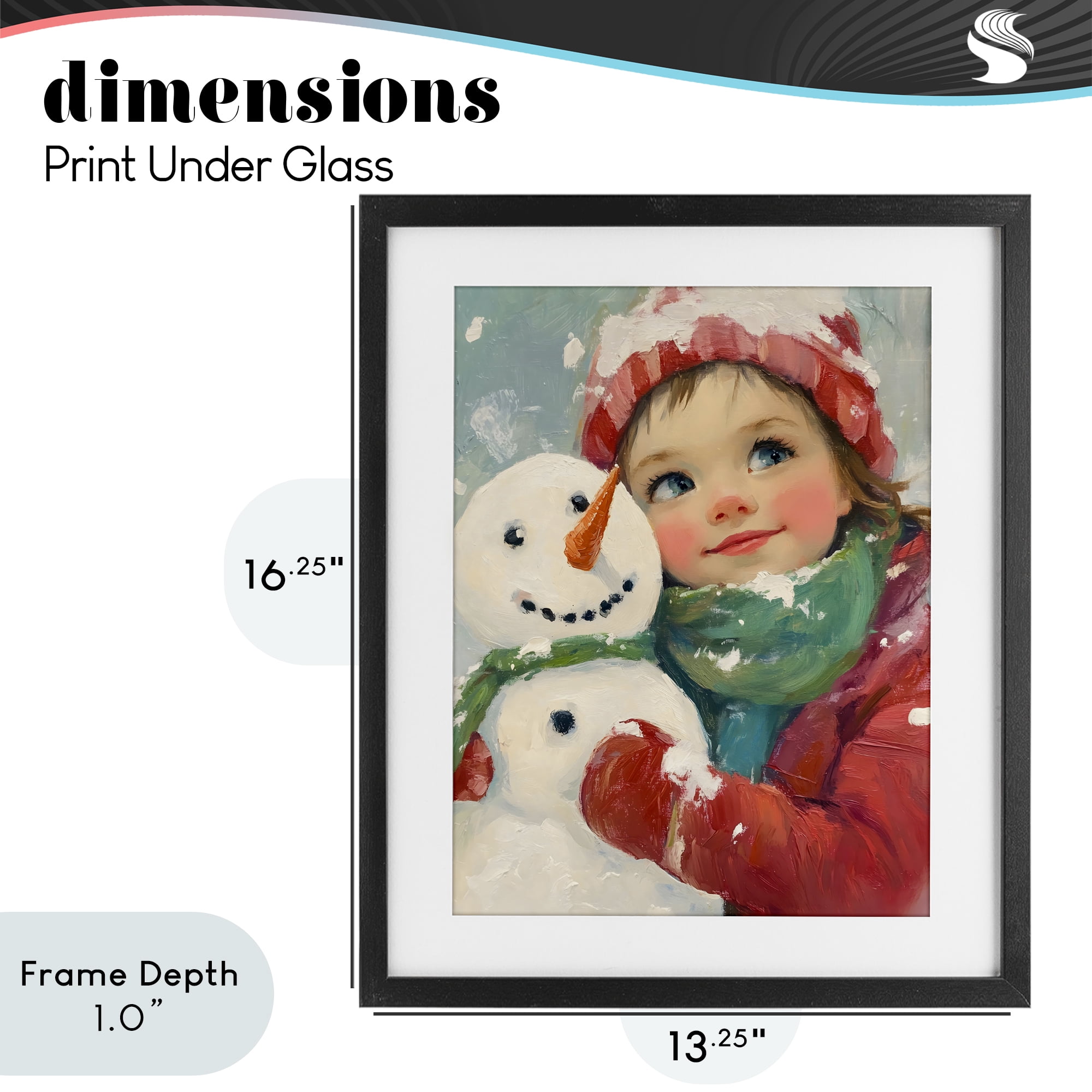 Stupell Industries Christmas Girl & Snowman Embrace Black Framed Print Under Glass, design by The Prints Vibe
