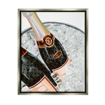 Stupell Industries Fashion Champagne Bottles Gleaming Ice Graphic Art Luster Gray Floating Framed Canvas Print Wall Art, Design by Ziwei Li
