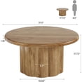 thumbnail image 4 of Finmind 31.5" Round Coffee Table, Farmhouse Wooden Center Table with Fluted Drum Base, Rustic Cocktail Table for Living Room, Apartment, Small Space, Brown, 4 of 7