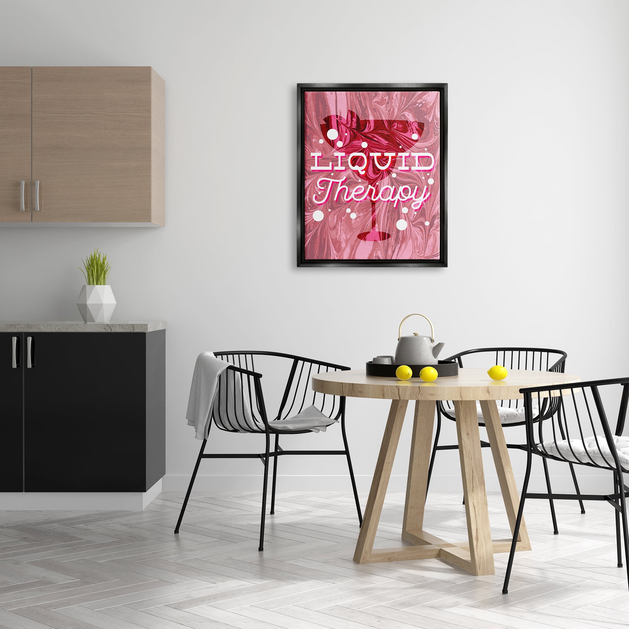 Stupell Industries Liquid Therapy Bold Pink Cocktail Food & Beverage Painting Black Floater Framed Art Print Wall Art