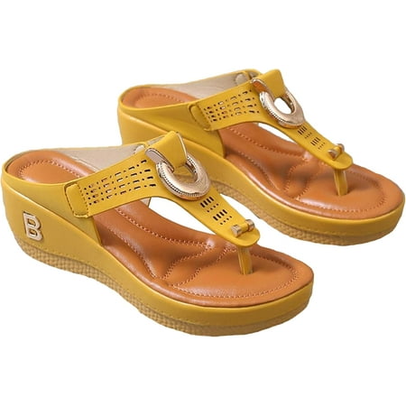 NEW Low-Wedge Women Orthopedic Sandals Casual Flat Shoes Flip Flops Ladies